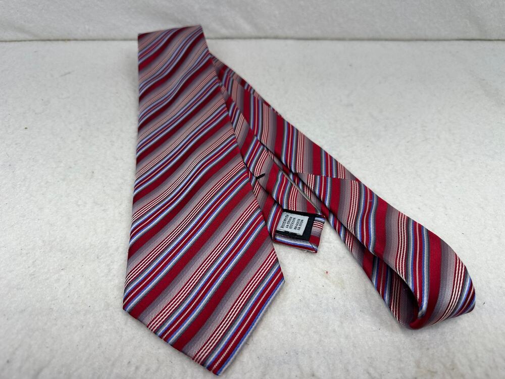 Geoffrey Beene 100% Silk X-Long Tie in Red Blue Diagonal Stripes